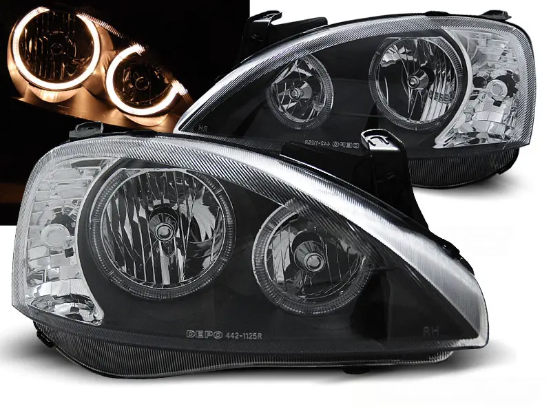 Frontlykter OPEL CORSA (C) 2000-2006 ANGEL EYES BLACK
