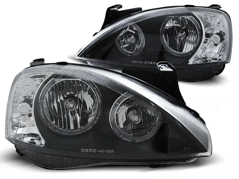 Frontlykter OPEL CORSA (C) 2000-2006 ANGEL EYES BLACK – bilde 2