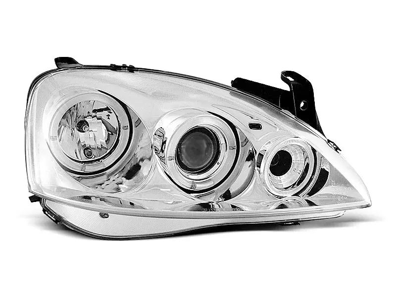 Frontlykter OPEL CORSA (C) 2000-2006 ANGEL EYES CHROME – bilde 2