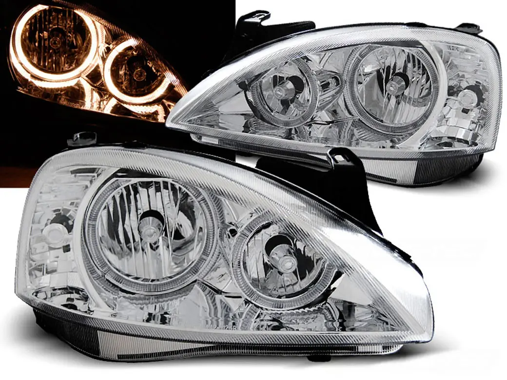 Frontlykter OPEL CORSA (C) 2000-2006 ANGEL EYES CHROME