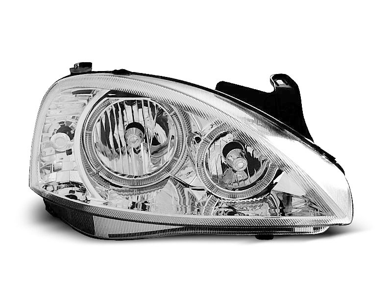 Frontlykter OPEL CORSA (C) 2000-2006 ANGEL EYES CHROME – bilde 2