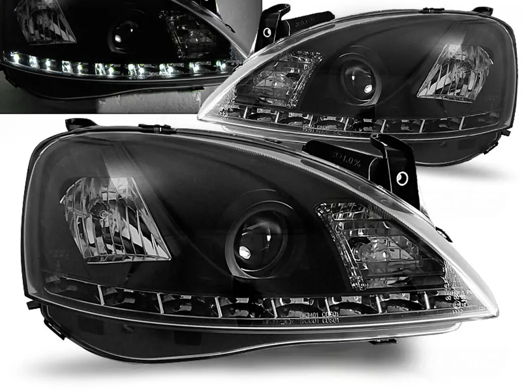 Frontlykter OPEL CORSA (C) 2000-2006 DAYLIGHT BLACK