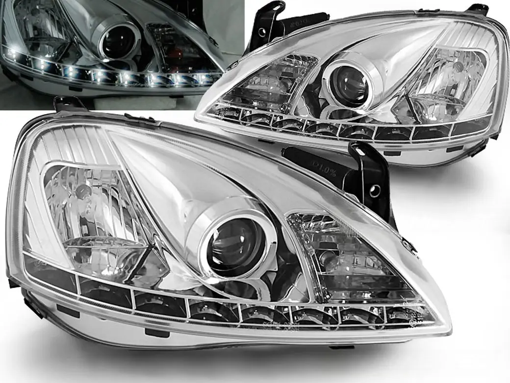 Frontlykter OPEL CORSA (C) 2000-2006 DAYLIGHT CHROME