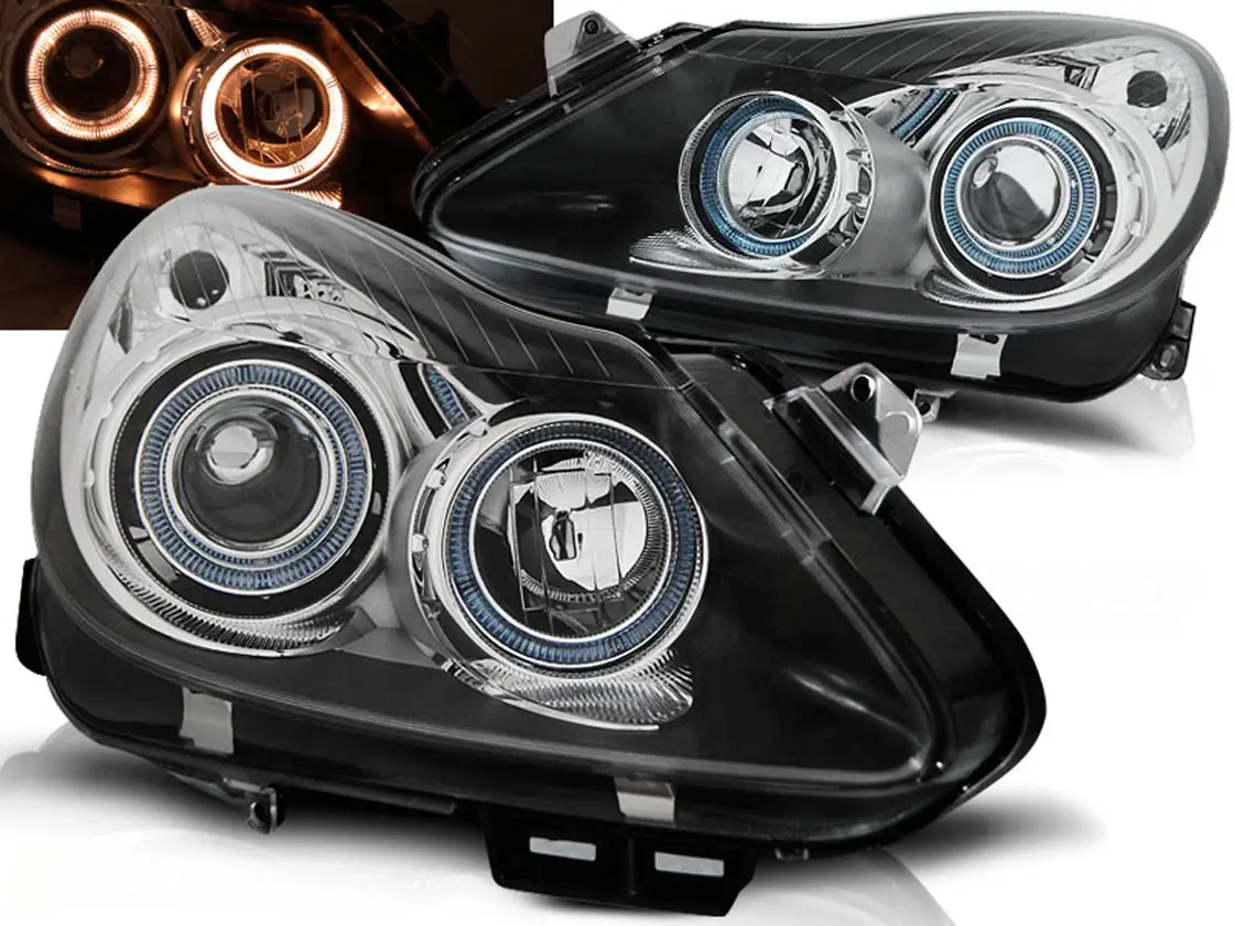 Frontlykter OPEL CORSA (D) 2006-2011 ANGEL EYES BLACK