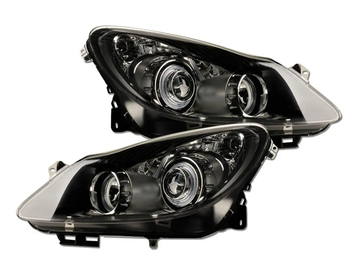 Frontlykter OPEL CORSA (D) 2006-2011 ANGEL EYES BLACK – bilde 2