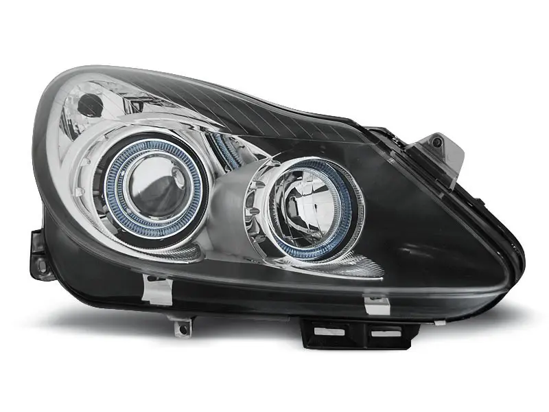 Frontlykter OPEL CORSA (D) 2006-2011 ANGEL EYES BLACK – bilde 3