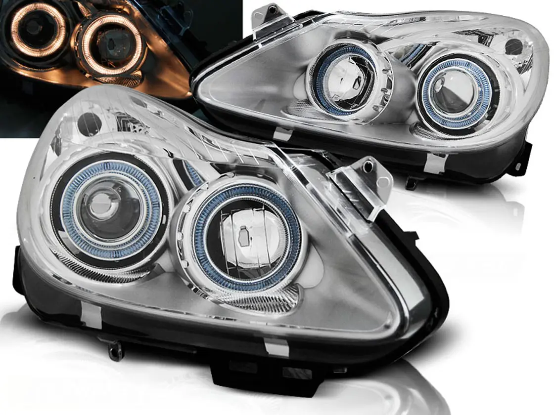 Frontlykter OPEL CORSA (D) 2006-2011 ANGEL EYES CHROME