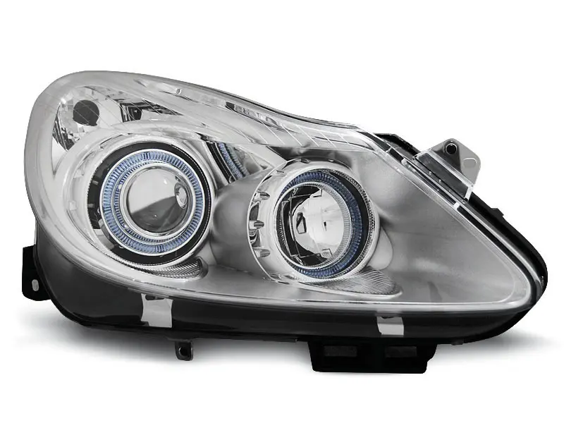 Frontlykter OPEL CORSA (D) 2006-2011 ANGEL EYES CHROME – bilde 3