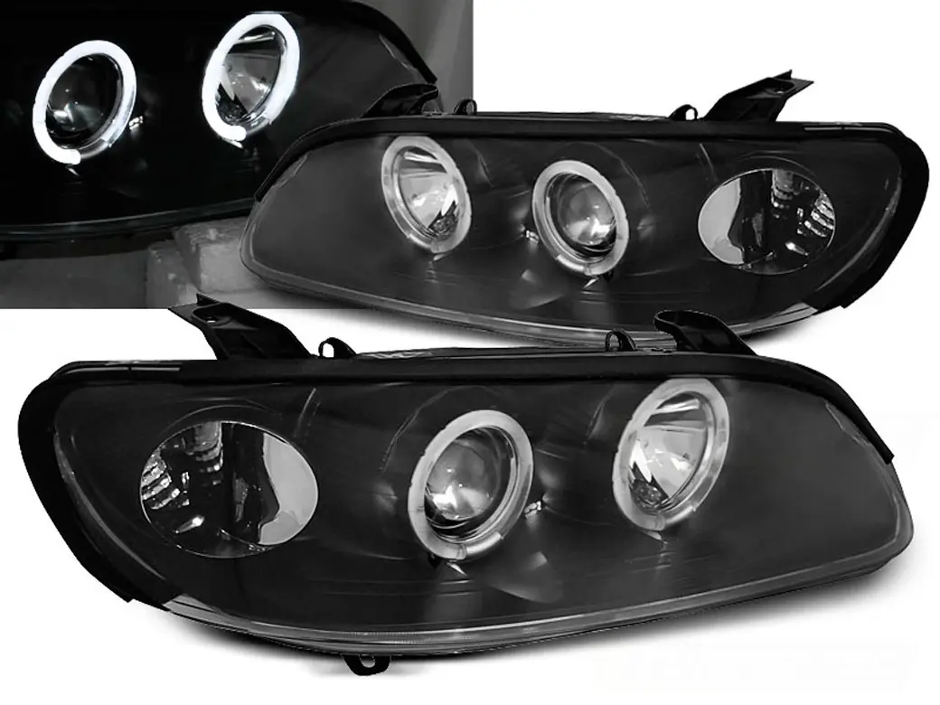 Frontlykter OPEL OMEGA (B) 1994-1999 ANGEL EYES BLACK