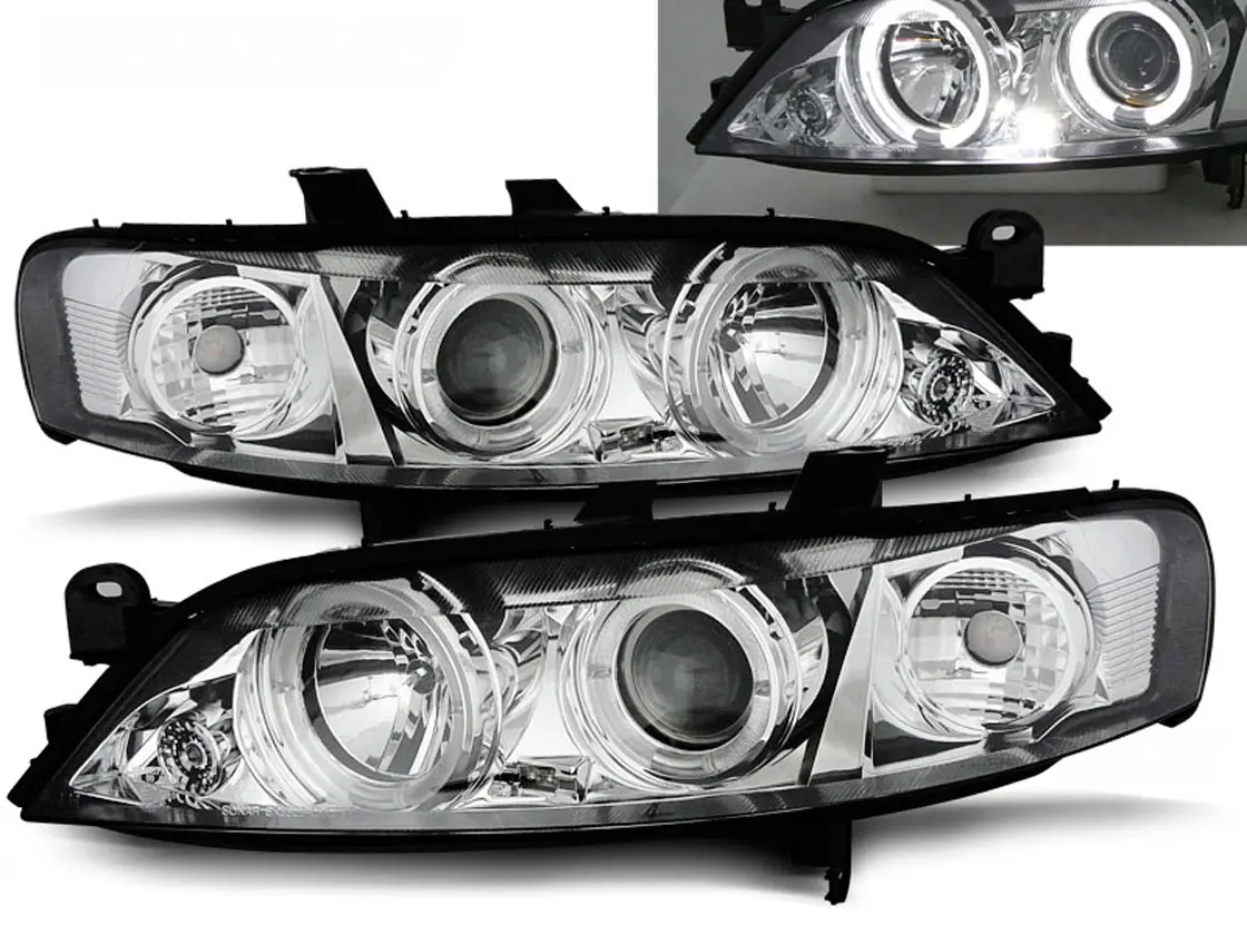 Frontlykter OPEL VECTRA (B) 1999-2002 ANGEL EYES CHROME