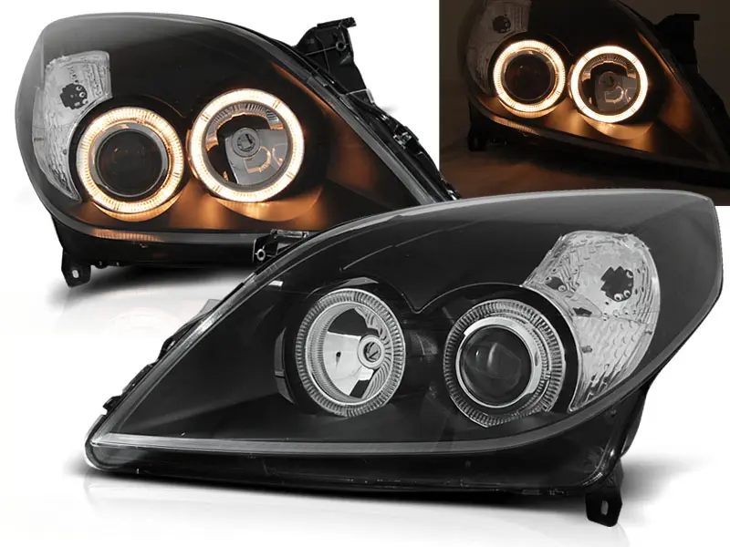 Frontlykter OPEL VECTRA (C) 2005-2008 ANGEL EYES BLACK