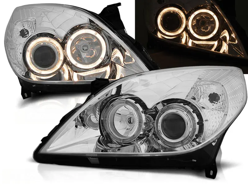 Frontlykter OPEL VECTRA (C) 2005-2008 ANGEL EYES CHROME