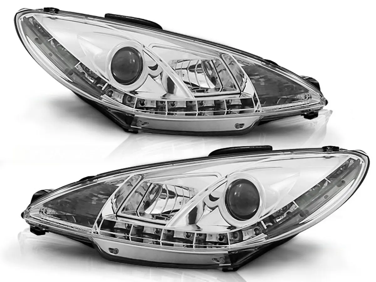 Frontlykter PEUGEOT 206 1998-2002 DAYLIGHT CHROME