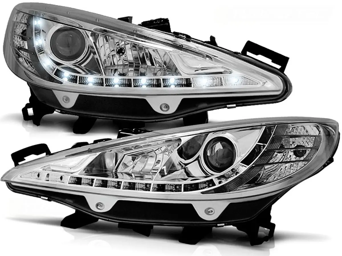 Frontlykter PEUGEOT 207 2006-2012 DAYLIGHT CHROME W/MOTOR
