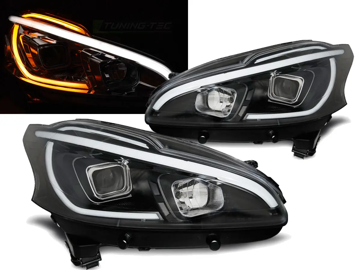 Frontlykter Peugeot 208 I 2012 - 2015 │ TUBE LIGHT BLACK