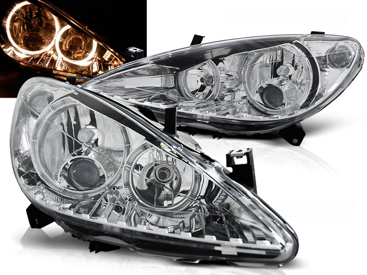 Frontlykter PEUGEOT 307 2001-2005 ANGEL EYES CHROME