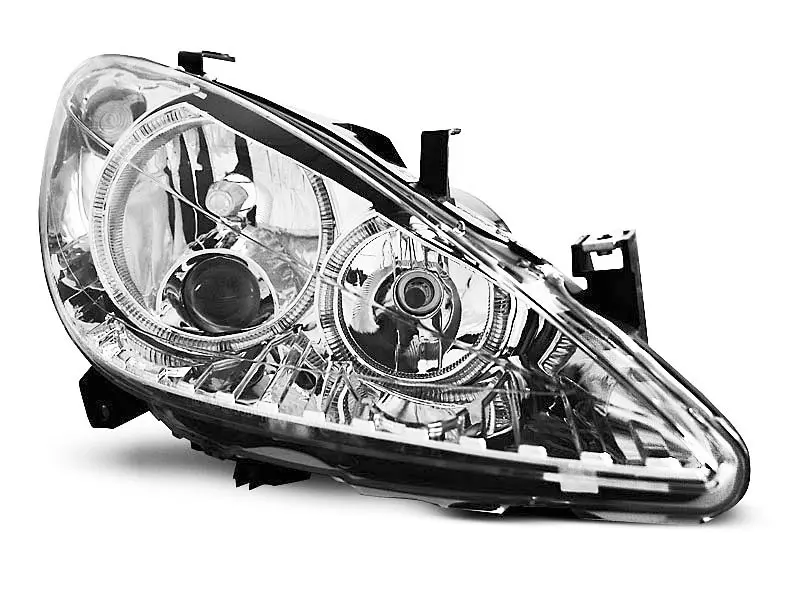 Frontlykter PEUGEOT 307 2001-2005 ANGEL EYES CHROME – bilde 2