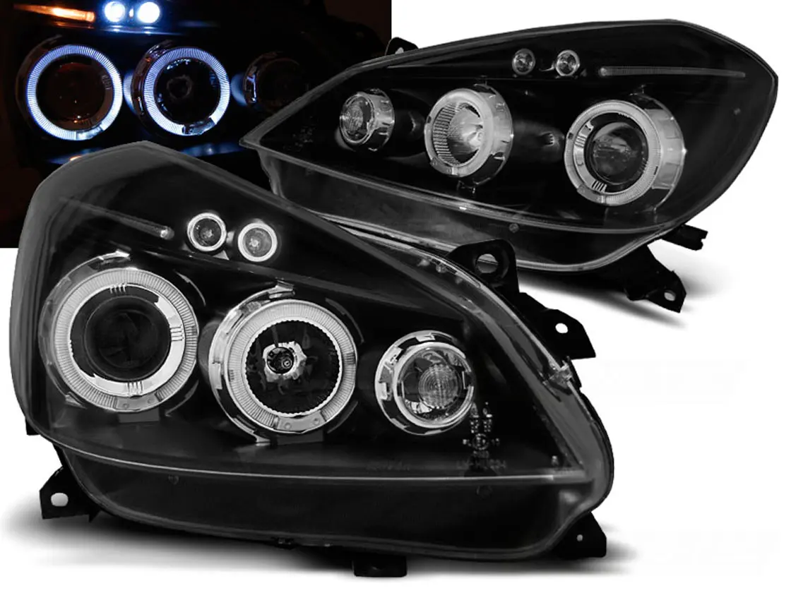 Frontlykter RENAULT CLIO 3 2005-2009 BLACK ANGEL EYES