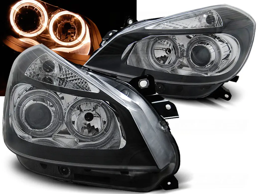 Frontlykter RENAULT CLIO 3 2005-2009 BLACK ANGEL EYES