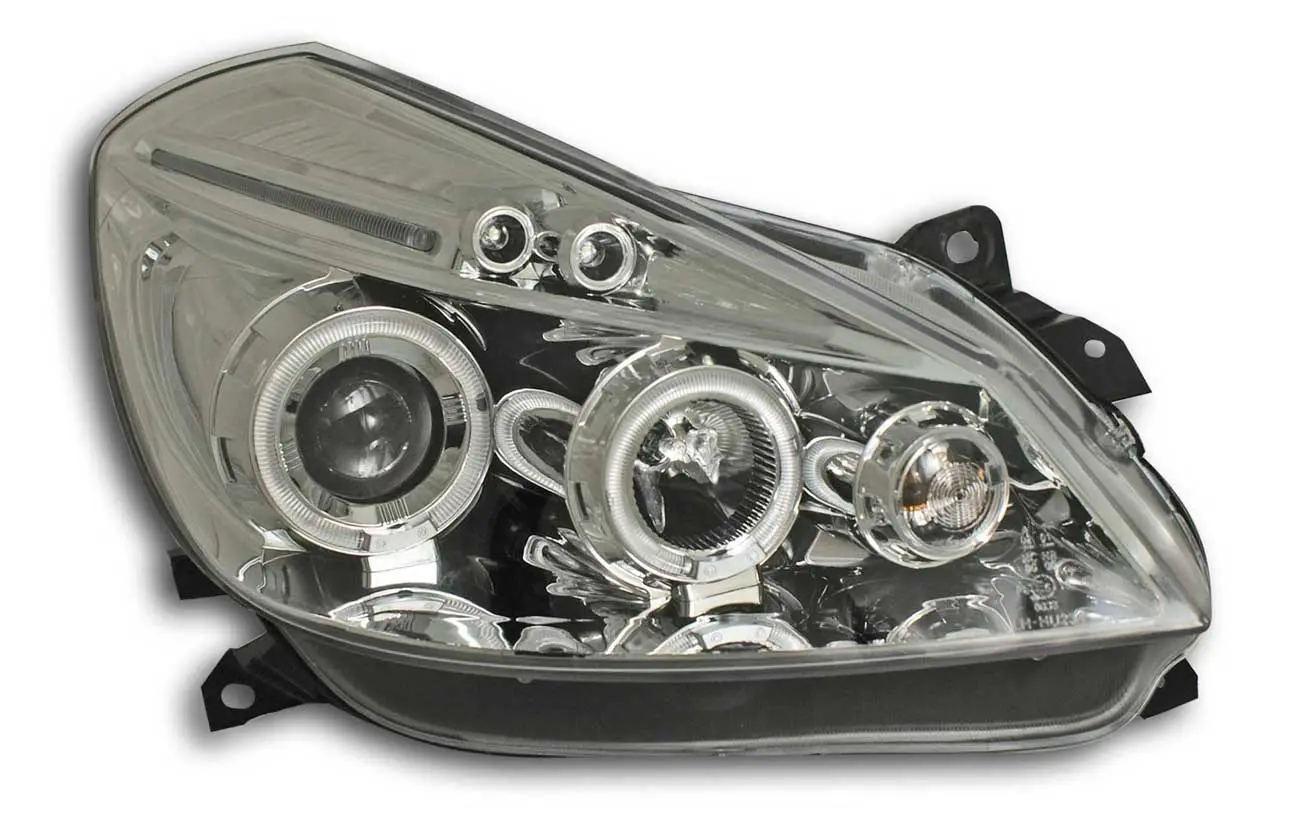 Frontlykter RENAULT CLIO 3 2005-2009 CHROME ANGEL EYES – bilde 2