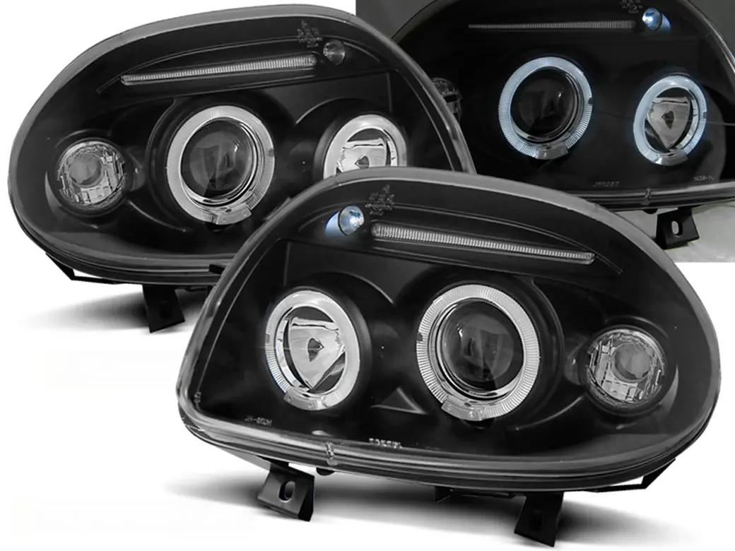 Frontlykter RENAULT CLIO II 1998-2001 ANGEL EYES BLACK