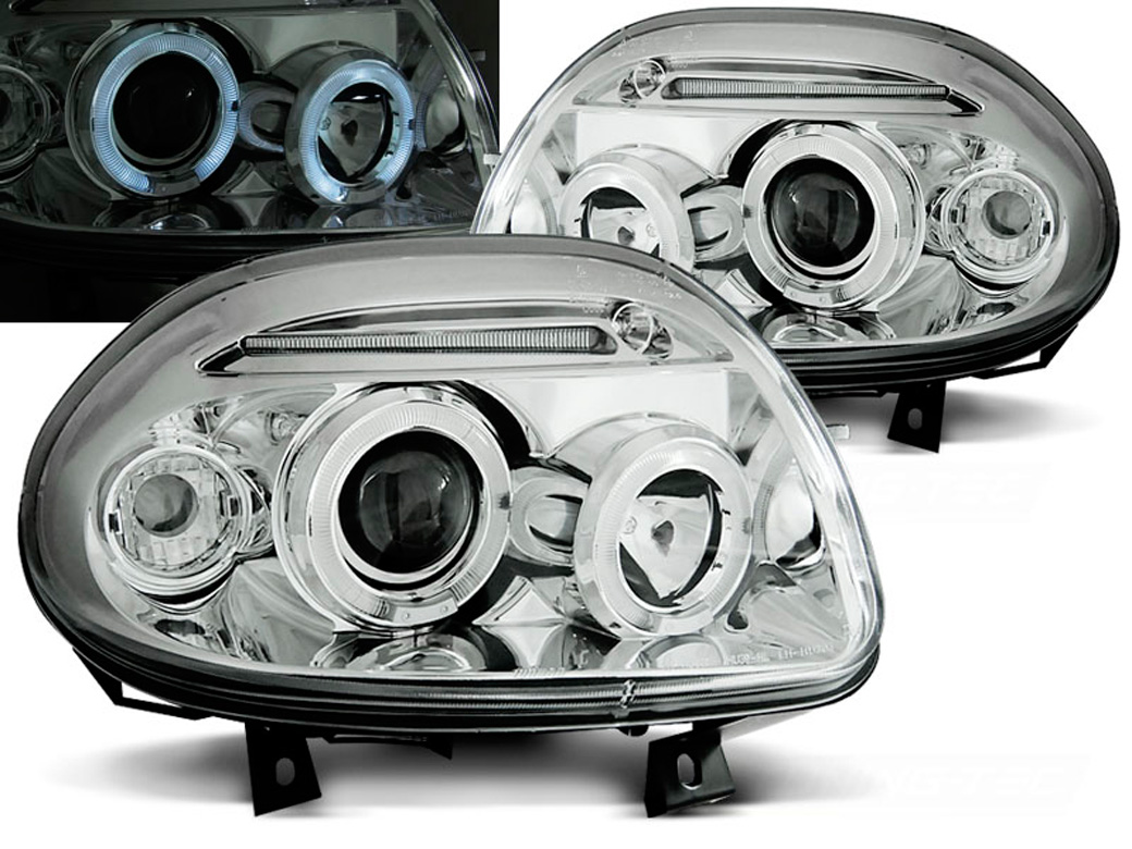 Frontlykter RENAULT CLIO II 1998-2001 ANGEL EYES CHROME