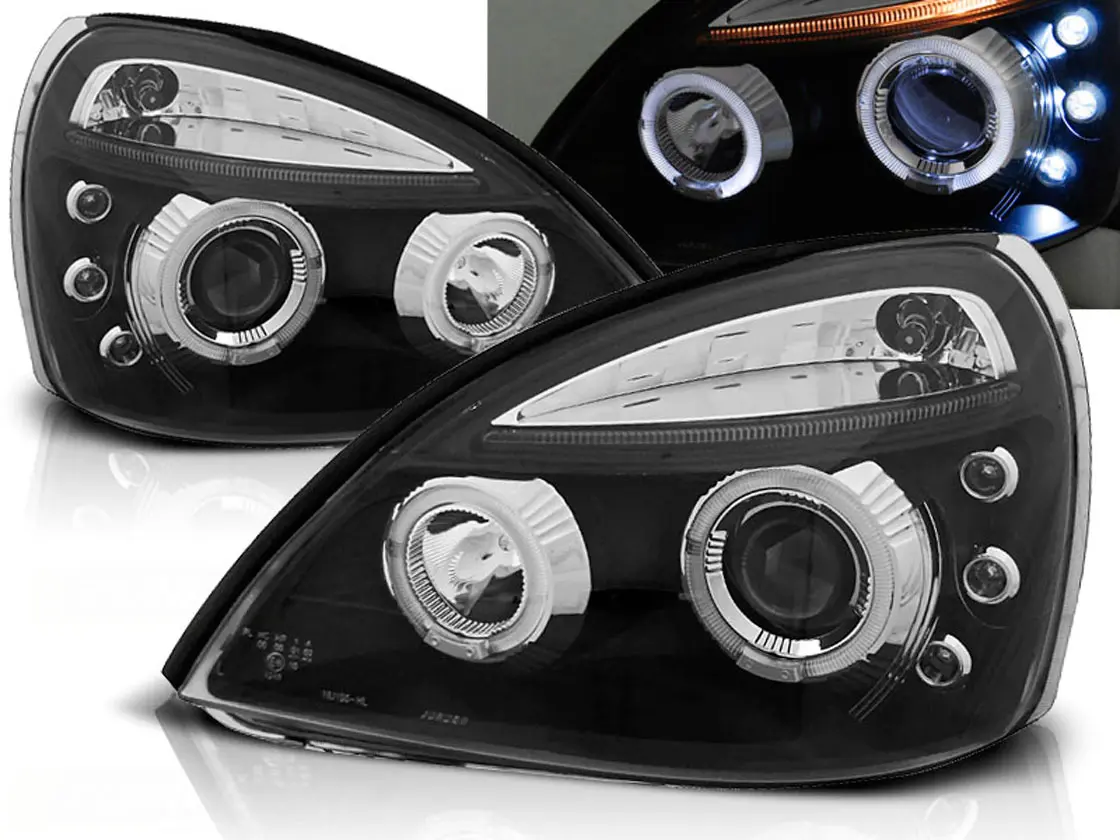 Frontlykter RENAULT CLIO II 2001-2005 ANGEL EYES BLACK