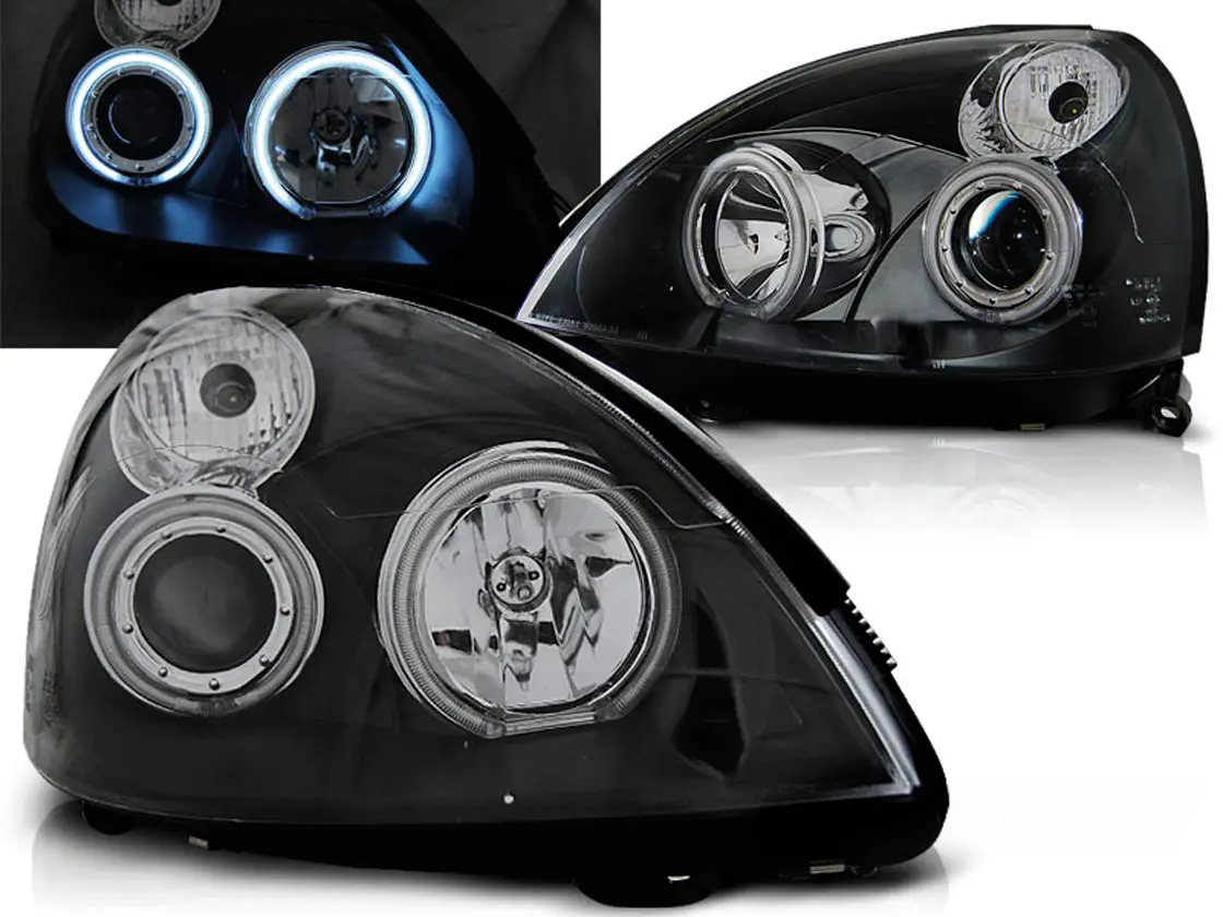 Frontlykter RENAULT CLIO II 2001-2005 ANGEL EYES CCFL BLACK