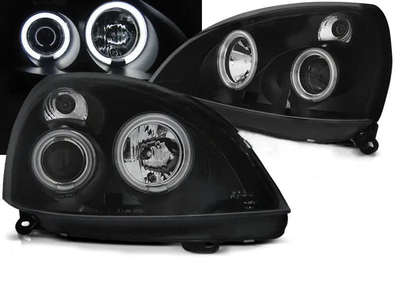 Frontlykter RENAULT CLIO II 2001-2005 ANGEL EYES CCFL BLACK