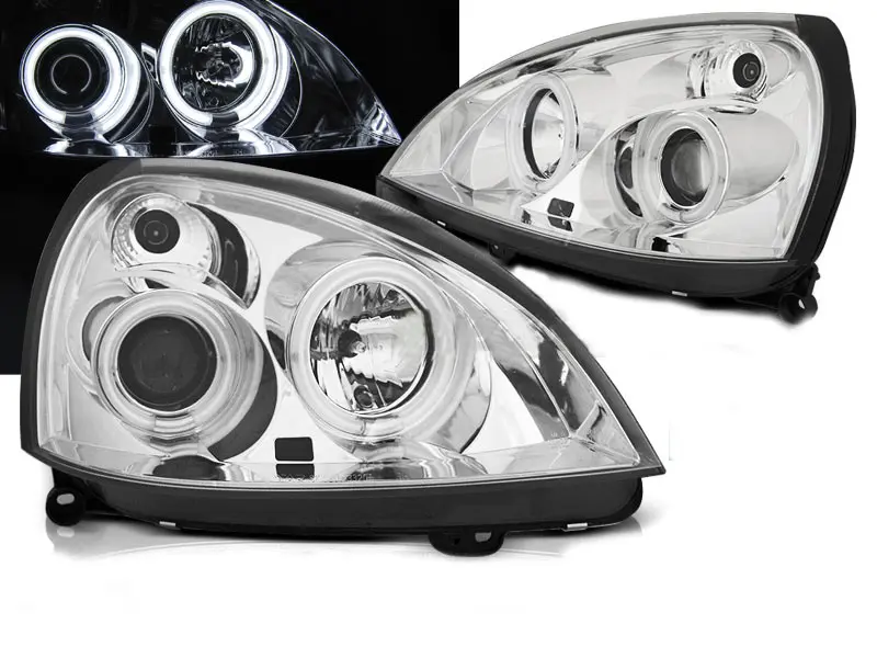 Frontlykter RENAULT CLIO II 2001-2005 ANGEL EYES CCFL CHROME