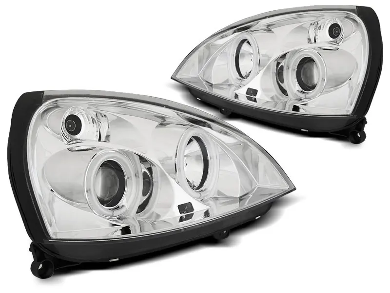 Frontlykter RENAULT CLIO II 2001-2005 ANGEL EYES CCFL CHROME – bilde 2