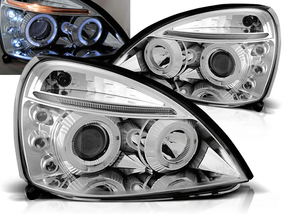 Frontlykter RENAULT CLIO II 2001-2005 ANGEL EYES CHROME