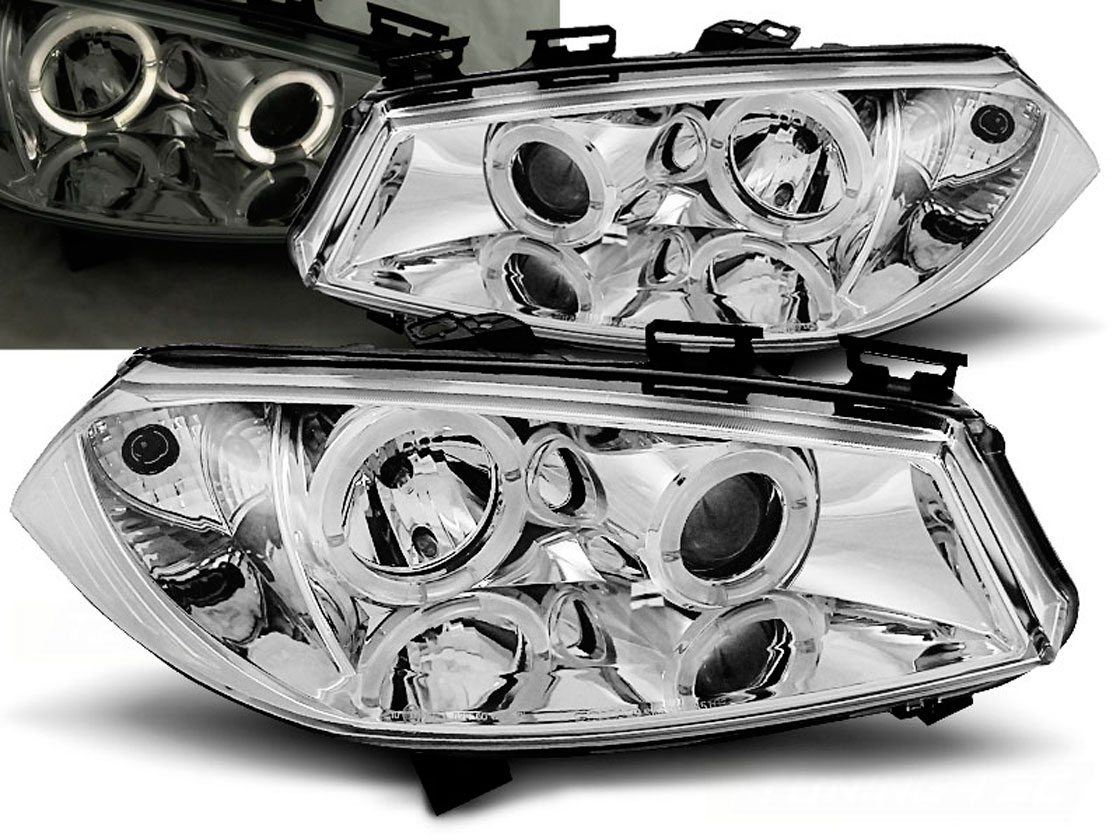 Frontlykter RENAULT MEGANE II 2002-2005 ANGEL EYES CHROME