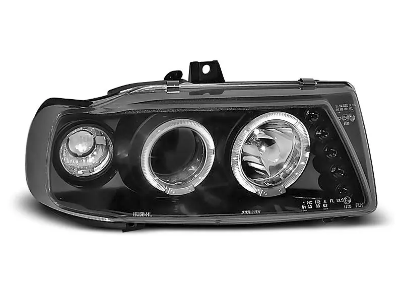 Frontlykter SEAT IBIZA/CORDOBA/ VOLKSWAGEN POLO (VARIANT, SEDAN) 1993-1999 ANGEL EYES BLACK – bilde 2