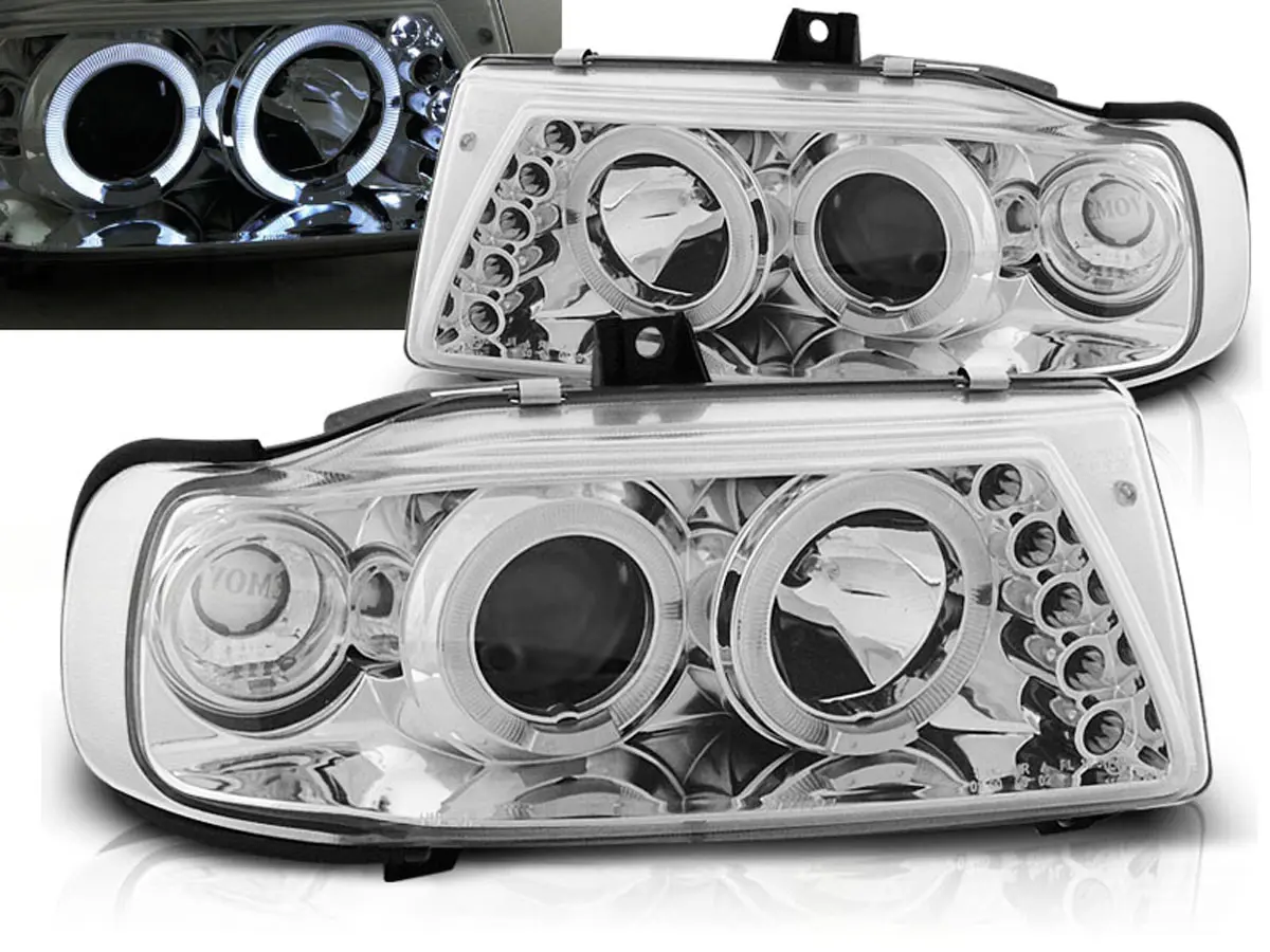 Frontlykter SEAT IBIZA/CORDOBA/ VOLKSWAGEN POLO (VARIANT, SEDAN) 1993-1999 ANGEL EYES CHROME