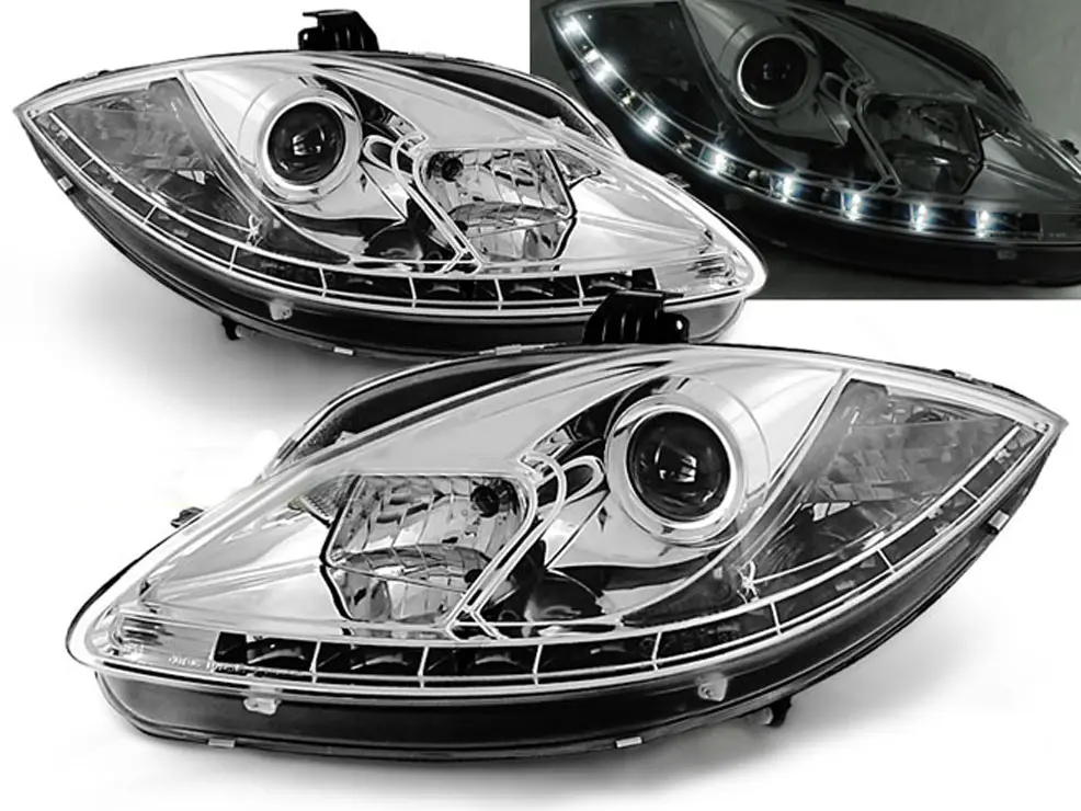 Frontlykter SEAT LEON / SEAT ALTEA / SEAT TOLEDO 2005-2009 DAYLIGHT CHROME