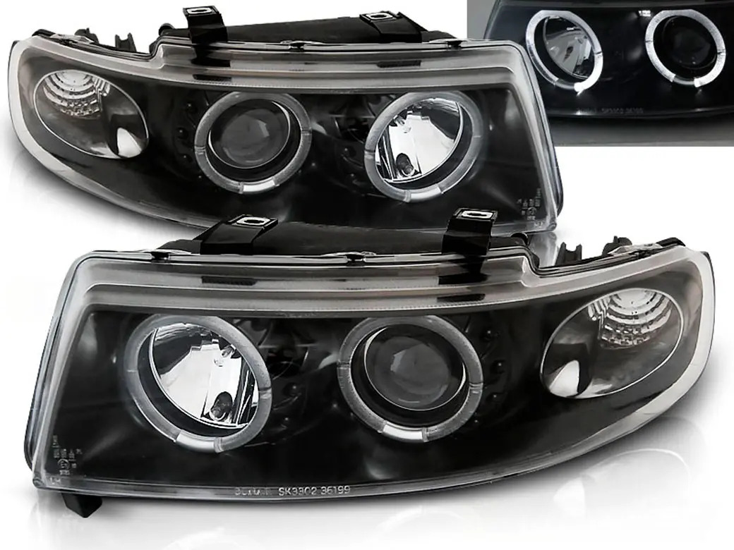 Frontlykter SEAT LEON / SEAT TOLEDO 1999-2004 ANGEL EYES BLACK