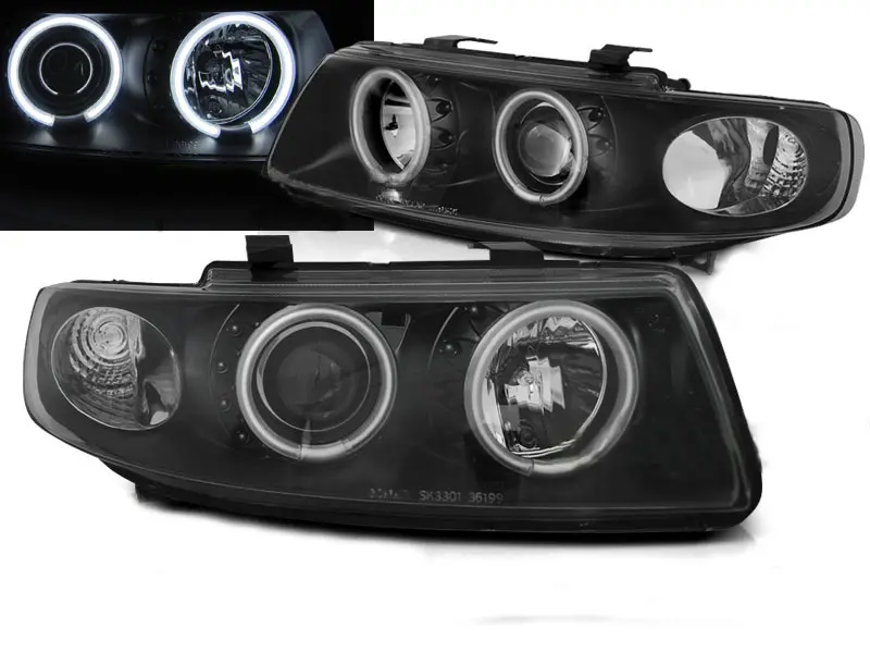 Frontlykter SEAT LEON / SEAT TOLEDO 1999-2004 ANGEL EYES CCFL BLACK