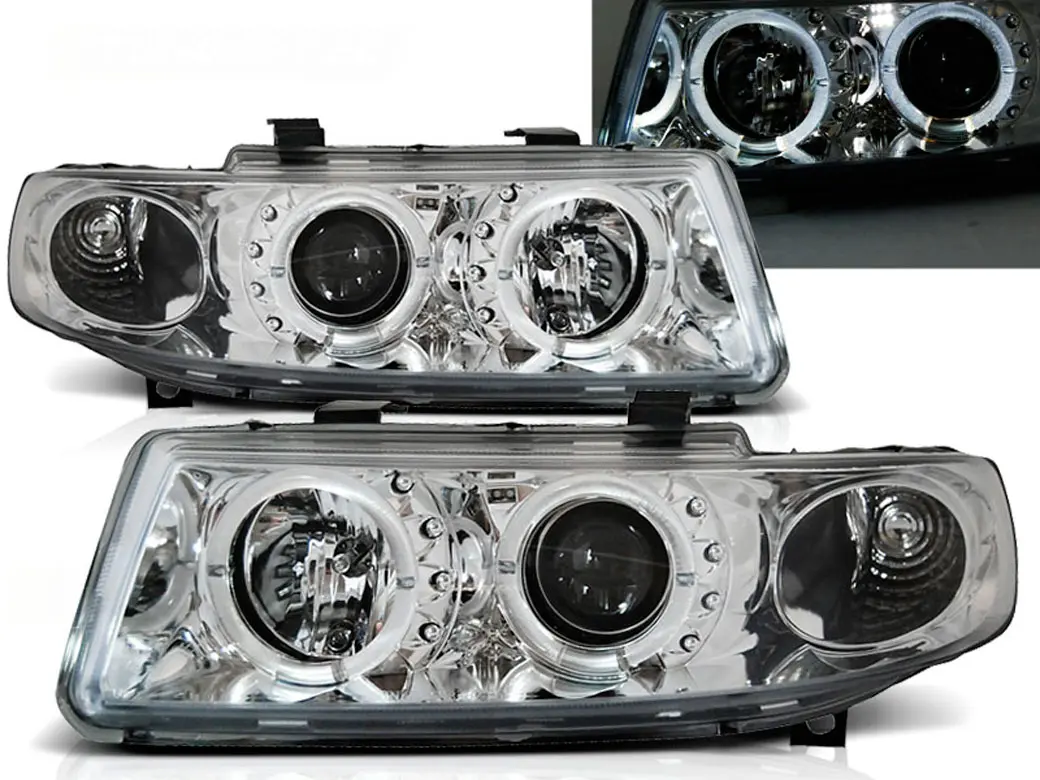 Frontlykter SEAT LEON / SEAT TOLEDO 1999-2004 ANGEL EYES CHROME