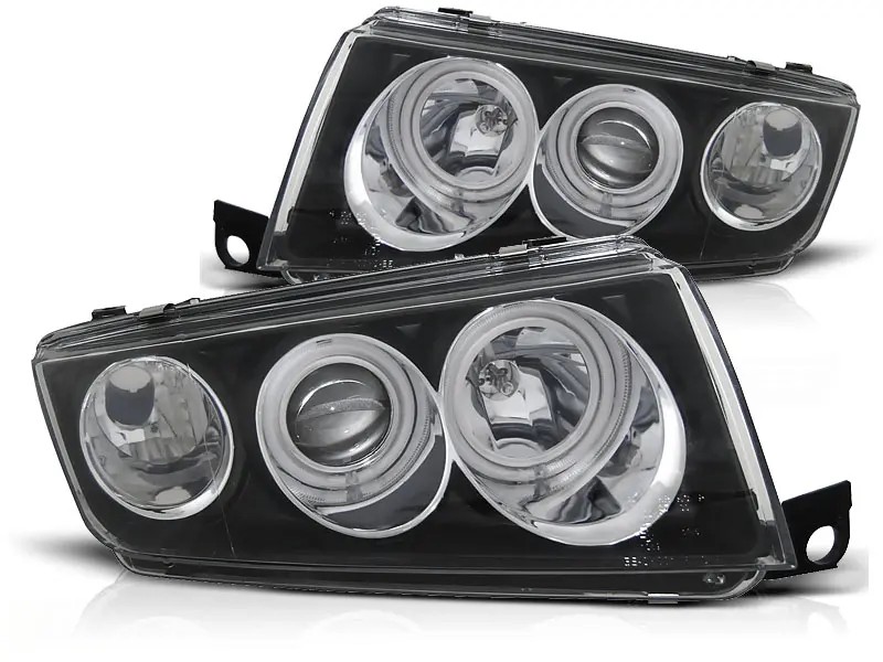 Frontlykter SKODA FABIA I 1999-2008 ANGEL EYES BLACK – bilde 2