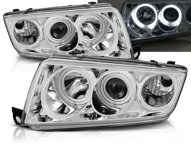 Frontlykter SKODA FABIA I 1999-2008 ANGEL EYES CHROME