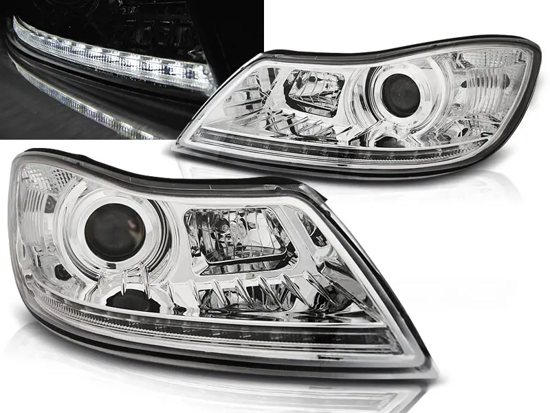 Frontlykter Skoda Octavia II 2009 - 2013 │ DAYLIGHT CHROME