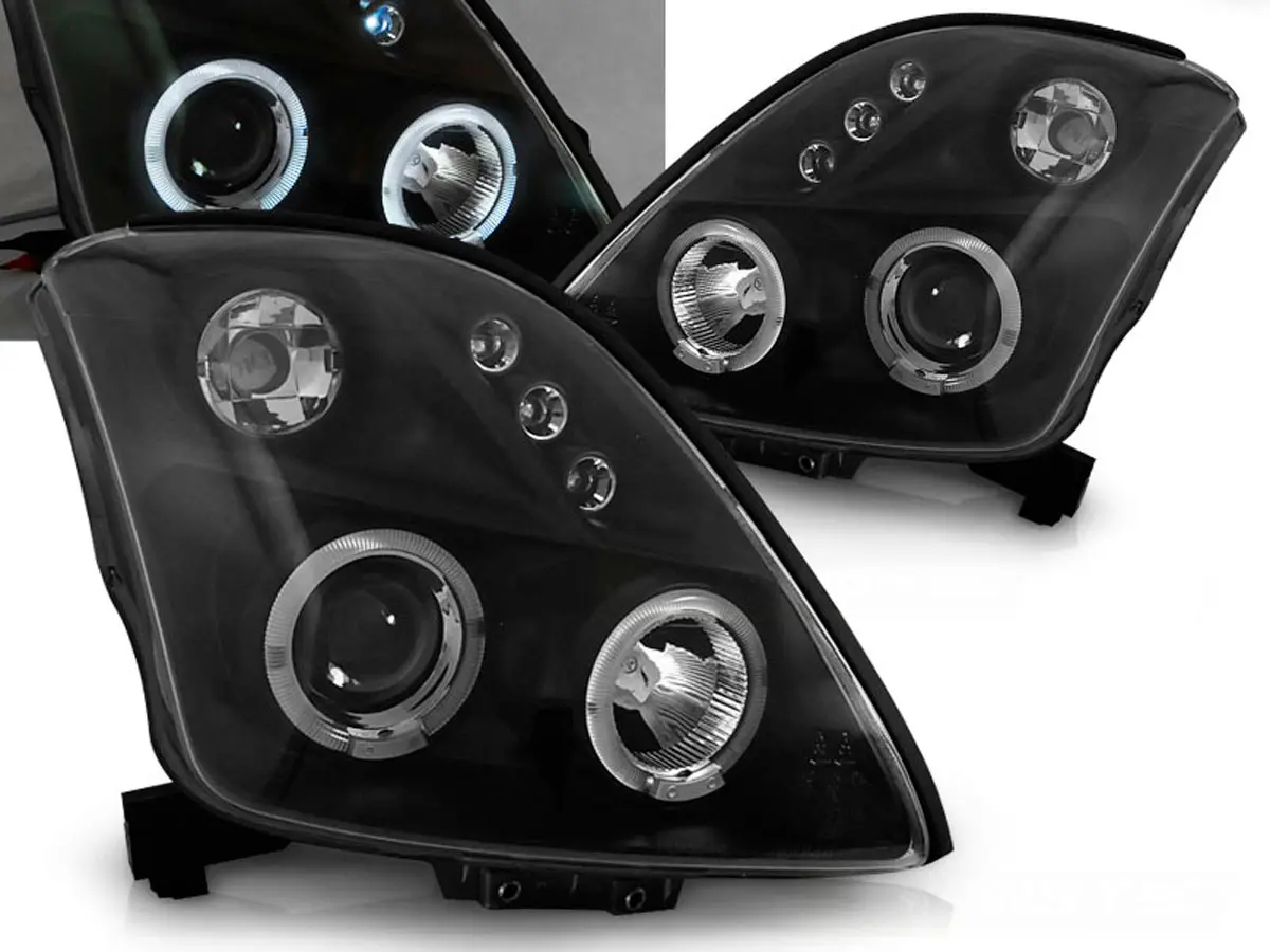 Frontlykter SUZUKI SWIFT 2005-2010 ANGEL EYES BLACK