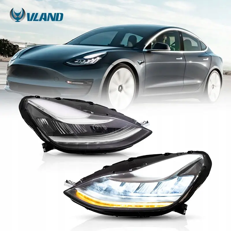 Frontlykter Tesla Model 3 2017 - 2023 / Model Y │ Full LED Headlight set Image 1