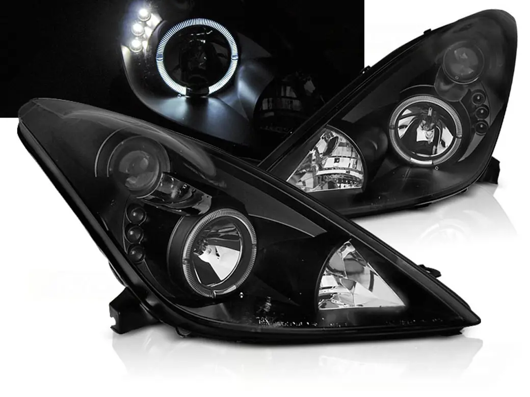 Frontlykter TOYOTA CELICA (T230) 1999-2005 ANGEL EYES BLACK