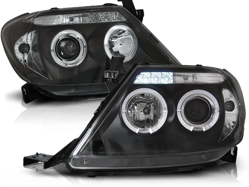 Frontlykter Toyota Hilux VII 2005 - 2011 ANGEL EYES BLACK Image 2