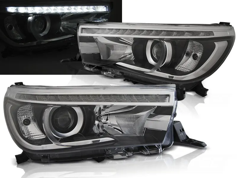 Frontlykter Toyota Hilux VIII 2015 - 2020 │ LED PROJECTOR TRUE DRL BLACK