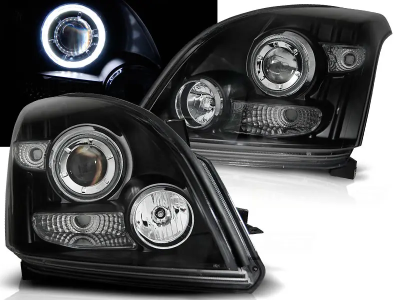 Frontlykter TOYOTA LAND CRUISER (120) 2003-2009 ANGEL EYES BLACK CCFL