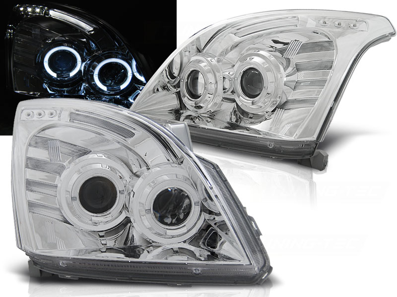 Frontlykter TOYOTA LAND CRUISER (120) 2003-2009 ANGEL EYES CHROME