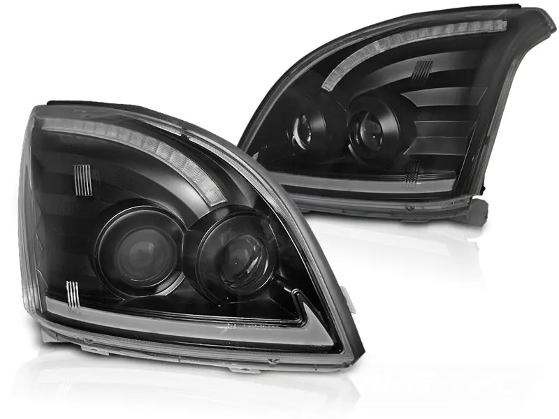 Frontlykter Toyota Land Cruiser J120 2002 - 2009 │ TUBE LIGHT SEQ LED BLACK – bilde 2